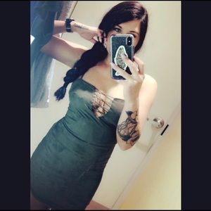 Olive green short dress